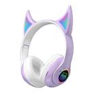 STN25 Devil Ear RGB Light Wireless Music Headset For Children with Mic(Purple) - 1