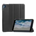 For Nokia T10 ENKAY Tri-fold Custer Texture Leather Smart Tablet Case(Black) - 1