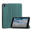 For Nokia T10 ENKAY Tri-fold Custer Texture Leather Smart Tablet Case(Dark Green) - 1