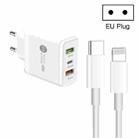 45W PD3.0 + 2 x QC3.0 USB Multi Port Charger with Type-C to 8 Pin Cable, EU Plug(White) - 1