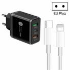 45W PD3.0 + 2 x QC3.0 USB Multi Port Charger with Type-C to 8 Pin Cable, EU Plug(Black) - 1