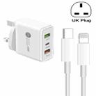 45W PD3.0 + 2 x QC3.0 USB Multi Port Charger with Type-C to 8 Pin Cable, UK Plug(White) - 1