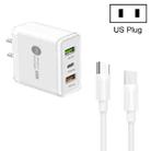 45W PD3.0 + 2 x QC3.0 USB Multi Port Charger with Type-C to Type-C Cable, US Plug(White) - 1