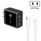 45W PD3.0 + 2 x QC3.0 USB Multi Port Charger with Type-C to Type-C Cable, US Plug(Black) - 1