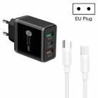 45W PD3.0 + 2 x QC3.0 USB Multi Port Charger with Type-C to Type-C Cable, EU Plug(Black) - 1