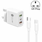 45W PD3.0 + 2 x QC3.0 USB Multi Port Charger with Type-C to Type-C Cable, UK Plug(White) - 1