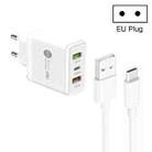 45W PD25W + 2 x QC3.0 USB Multi Port Charger with USB to Type-C Cable, EU Plug(White) - 1