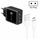 45W PD25W + 2 x QC3.0 USB Multi Port Charger with USB to Type-C Cable, EU Plug(Black) - 1