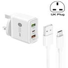 45W PD25W + 2 x QC3.0 USB Multi Port Charger with USB to Type-C Cable, UK Plug(White) - 1