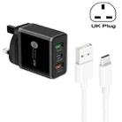 45W PD25W + 2 x QC3.0 USB Multi Port Charger with USB to Type-C Cable, UK Plug(Black) - 1