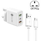 45W PD25W + 2 x QC3.0 USB Multi Port Charger with USB to Micro USB Cable, UK Plug(White) - 1