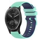 For Garmin Vivomove Sport 20mm Checkered Two-Color Silicone Watch Band(Teal+Blue) - 1