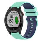 For Garmin Approach S40 20mm Checkered Two-Color Silicone Watch Band(Teal+Blue) - 1