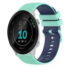 For Garmin Forerunner 158 20mm Checkered Two-Color Silicone Watch Band(Teal+Blue) - 1