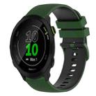 For Garmin Forerunner 55 20mm Checkered Two-Color Silicone Watch Band(Amy Green+Black) - 1