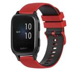 For Garmin Venu SQ 20mm Checkered Two-Color Silicone Watch Band(Red+Black) - 1