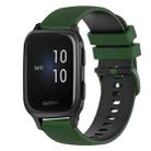 For Garmin Venu SQ 20mm Checkered Two-Color Silicone Watch Band(Amy Green+Black) - 1