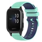 For Garmin Venu SQ 20mm Checkered Two-Color Silicone Watch Band(Teal+Blue) - 1