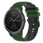 For Garmin Vivomove 3 20mm Checkered Two-Color Silicone Watch Band(Amy Green+Black) - 1