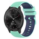 For GarminMove 3 20mm Checkered Two-Color Silicone Watch Band(Teal+Blue) - 1