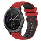 For Garmin Vivoactive 3 20mm Checkered Two-Color Silicone Watch Band(Red+Black) - 1