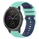 For Garmin Vivoactive 3 20mm Checkered Two-Color Silicone Watch Band(Teal+Blue) - 1