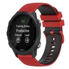 For Garmin Forerunner 245 20mm Checkered Two-Color Silicone Watch Band(Red+Black) - 1