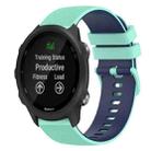 For Garmin Forerunner 245 20mm Checkered Two-Color Silicone Watch Band(Teal+Blue) - 1