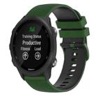 For Garmin Forerunner 245 Music 20mm Checkered Two-Color Silicone Watch Band(Amy Green+Black) - 1