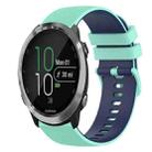 For Garmin Forerunner 645 Music 20mm Checkered Two-Color Silicone Watch Band(Teal+Blue) - 1