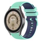 For Samsung Galaxy Watch5 Pro 45mm 20mm Checkered Two-Color Silicone Watch Band(Teal+Blue) - 1