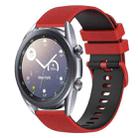 For Samsung Galaxy Watch3 41mm 20mm Checkered Two-Color Silicone Watch Band(Red+Black) - 1