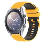 For Samsung Galaxy Watch3 41mm 20mm Checkered Two-Color Silicone Watch Band(Yellow+Black) - 1