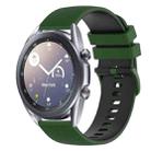 For Samsung Galaxy Watch3 41mm 20mm Checkered Two-Color Silicone Watch Band(Amy Green+Black) - 1