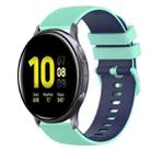 For Samsung Galaxy Watch Active2 40mm 20mm Checkered Two-Color Silicone Watch Band(Teal+Blue) - 1