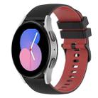 For Samsung Galaxy Watch 42mm 20mm Checkered Two-Color Silicone Watch Band(Black+Red) - 1