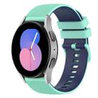 For Samsung Galaxy Watch 42mm 20mm Checkered Two-Color Silicone Watch Band(Teal+Blue) - 1