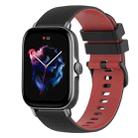 For Amazfit GTS 3 20mm Checkered Two-Color Silicone Watch Band(Black+Red) - 1