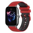 For Amazfit GTS 3 20mm Checkered Two-Color Silicone Watch Band(Red+Black) - 1