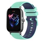 For Amazfit GTS 3 20mm Checkered Two-Color Silicone Watch Band(Teal+Blue) - 1