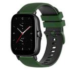 For Amazfit GTS 2E 20mm Checkered Two-Color Silicone Watch Band(Amy Green+Black) - 1