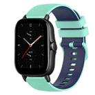 For Amazfit GTS 2E 20mm Checkered Two-Color Silicone Watch Band(Teal+Blue) - 1