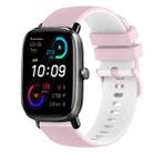 For Amazfit GTS 2 Mini 20mm Checkered Two-Color Silicone Watch Band(Pink+White) - 1