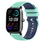 For Amazfit GTS 2 Mini 20mm Checkered Two-Color Silicone Watch Band(Teal+Blue) - 1