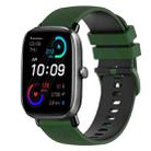 For Amazfit GTS 2 20mm Checkered Two-Color Silicone Watch Band(Amy Green+Black) - 1