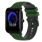For Amazfit Pop Pro 20mm Checkered Two-Color Silicone Watch Band(Amy Green+Black) - 1