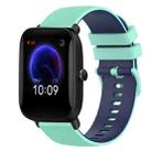 For Amazfit Pop Pro 20mm Checkered Two-Color Silicone Watch Band(Teal+Blue) - 1