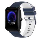 For Amazfit Pop 20mm Checkered Two-Color Silicone Watch Band(Dark Blue+White) - 1