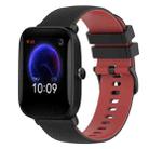 For Amazfit Pop 20mm Checkered Two-Color Silicone Watch Band(Black+Red) - 1