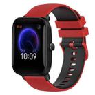 For Amazfit Pop 20mm Checkered Two-Color Silicone Watch Band(Red+Black) - 1